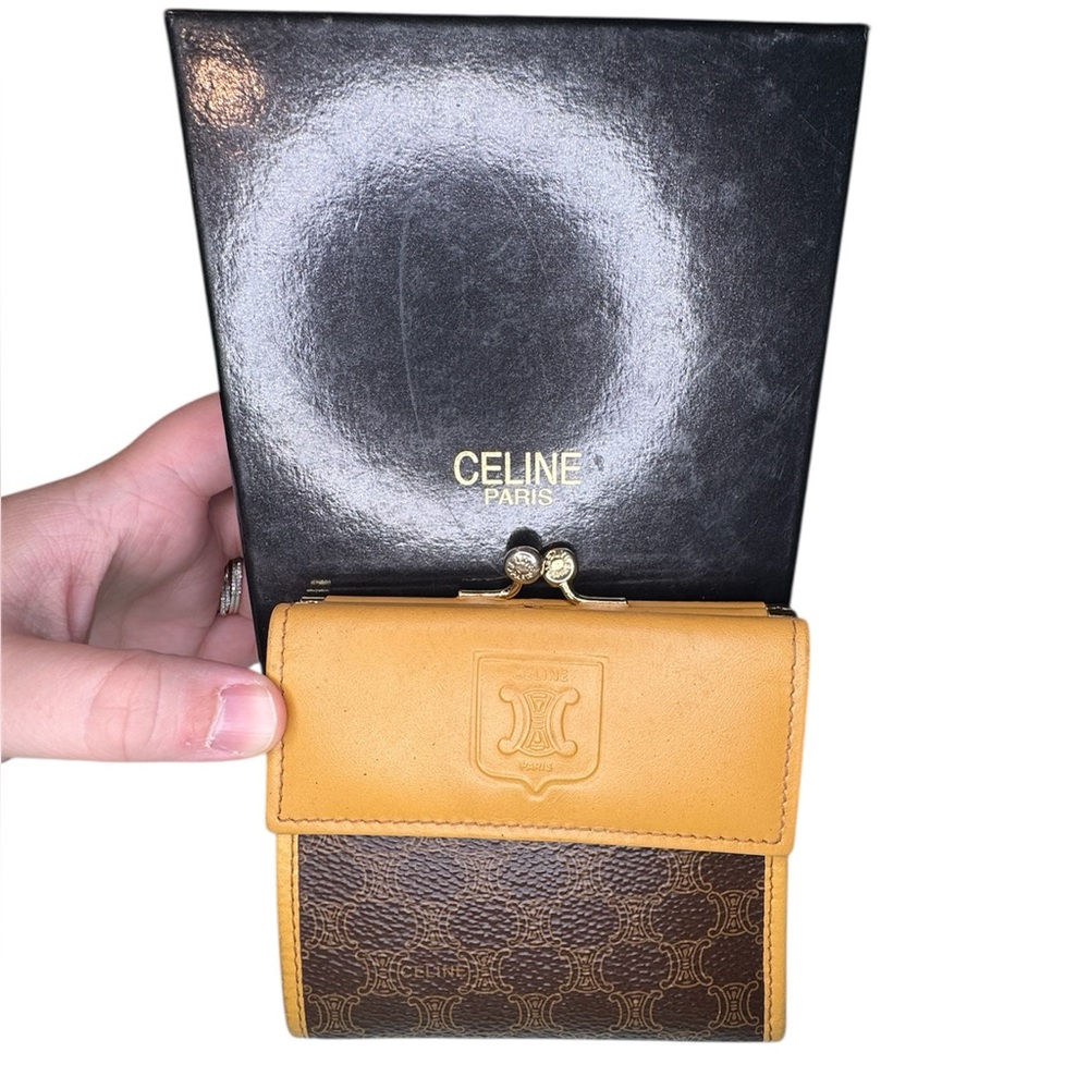 Celine Vintage Macadam Triomphe Kisslock Wallet with Box - Picture 1 of 17